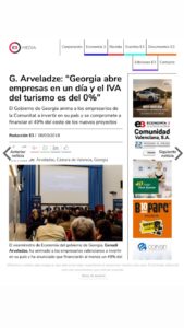 G. Arveladze: "Georgia abre empresas en un día y el IVA del turismo es del 0%". (Economía 3)
